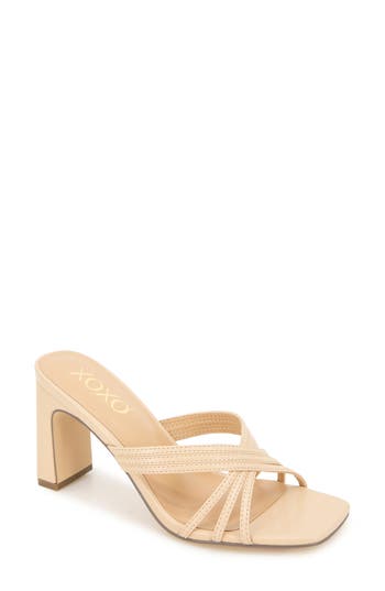 Xoxo Fanny Crossover Strap Slide Sandal In Beige