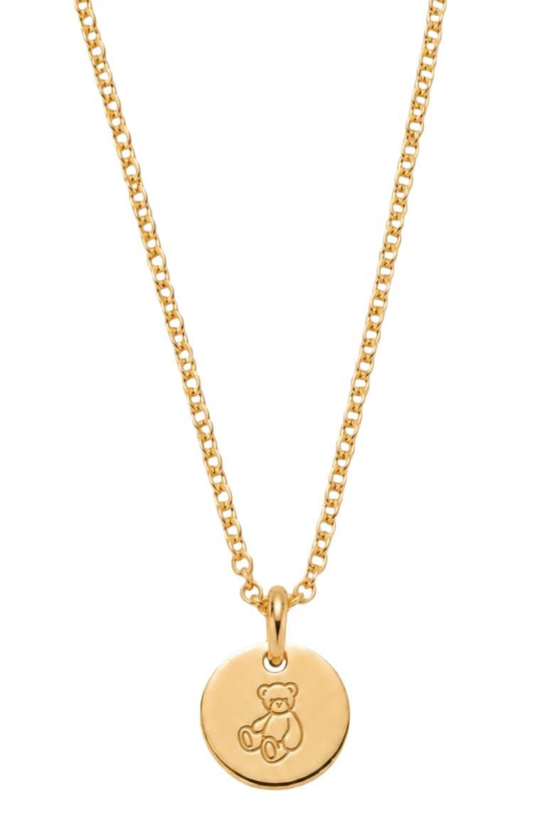 Teddy Bear Disc Necklace, Alternate, color, Gold Filled