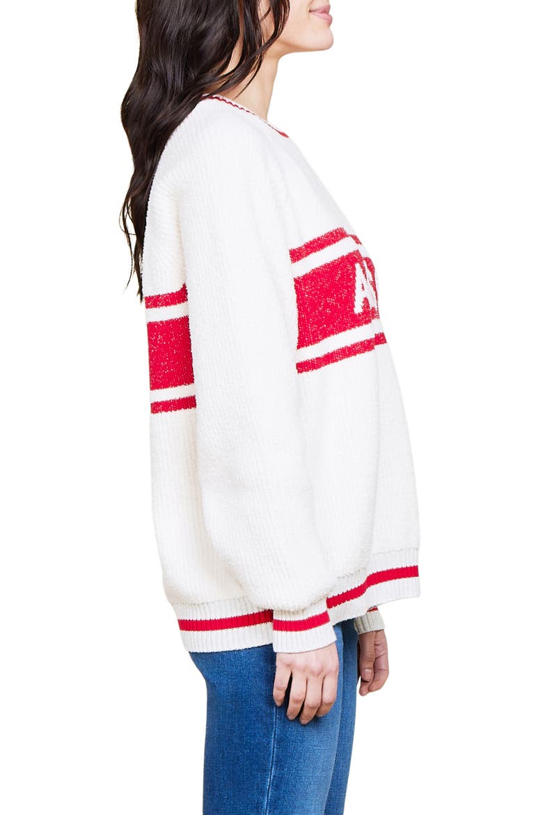 CozyChic® Aprés Ski Sweater, Alternate, color, CREAM/ AMERICANA RED