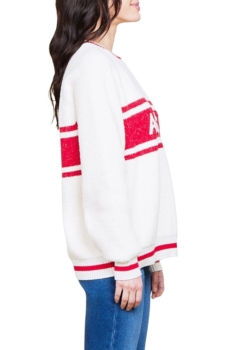 Barefoot Dreams<sup>®</sup> CozyChic<sup>®</sup> Aprés Ski Sweater, Alternate, color, Cream/ Americana Red