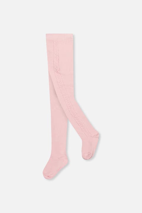 Knit Textured Cotton Blend Stretch Tights