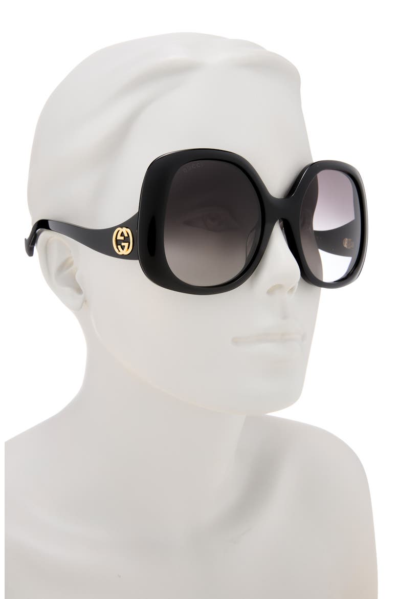 55mm Oversize Sunglasses, Alternate, color, BLACK BLACK GREY