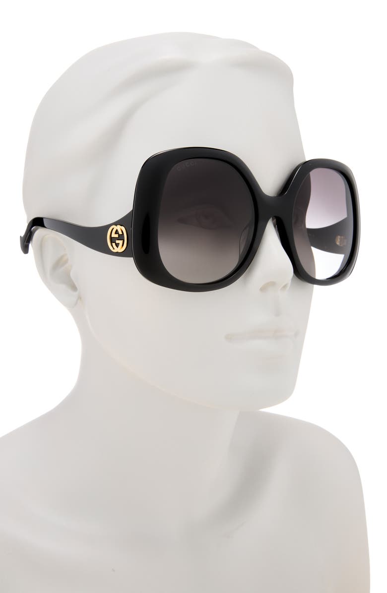 Gucci 55mm Oversize Sunglasses, Alternate, color, Black Black Grey