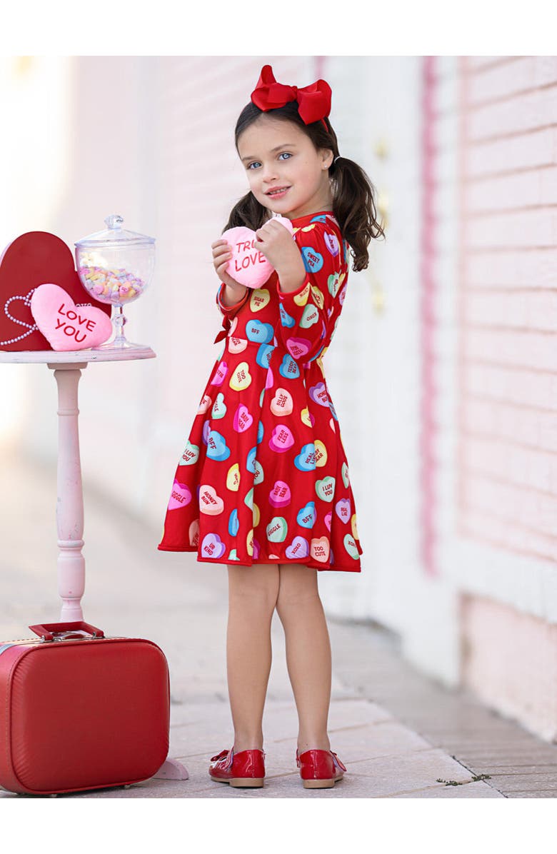 Mia Belle Girls Sweethearts Sweet Pea Darling Valentine Dress, Alternate, color, 