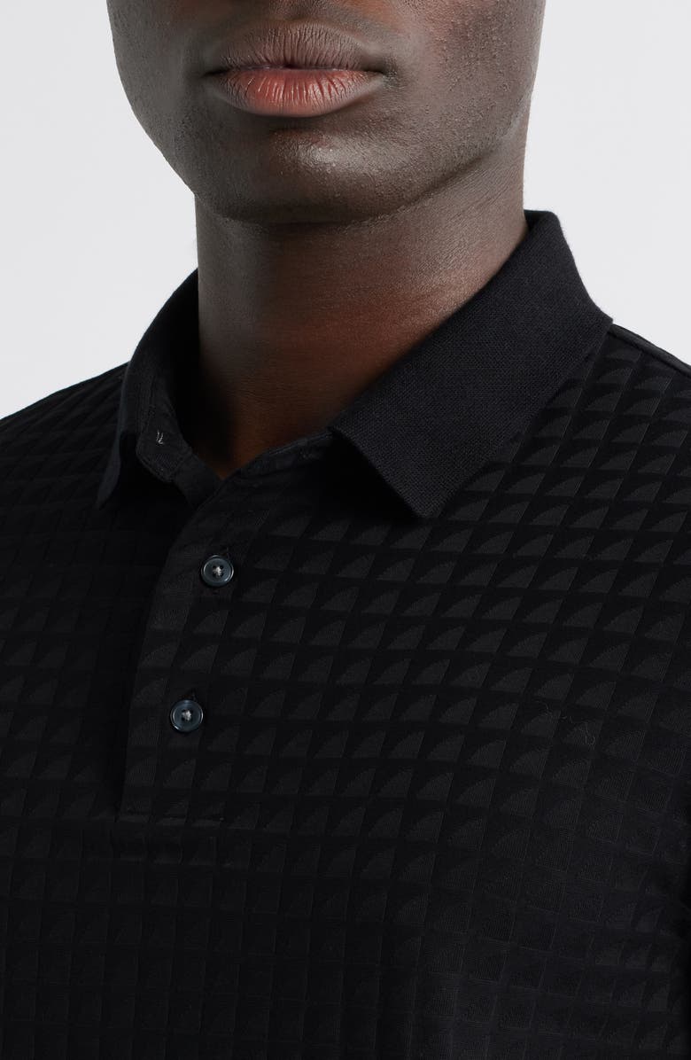 Emporio Armani Textured Cotton Polo, Alternate, color, Black