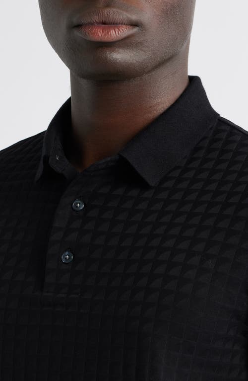 Emporio Armani Textured Cotton Polo In Black