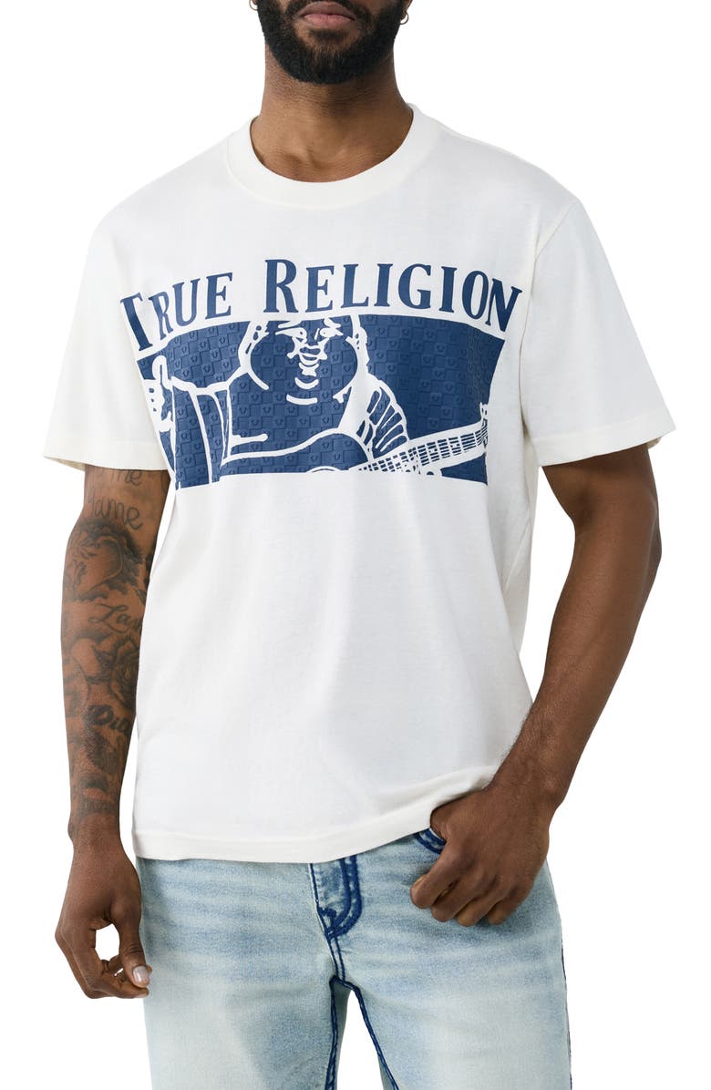 True Religion Checkered Buddha Cotton Graphic T-Shirt, Main, color,