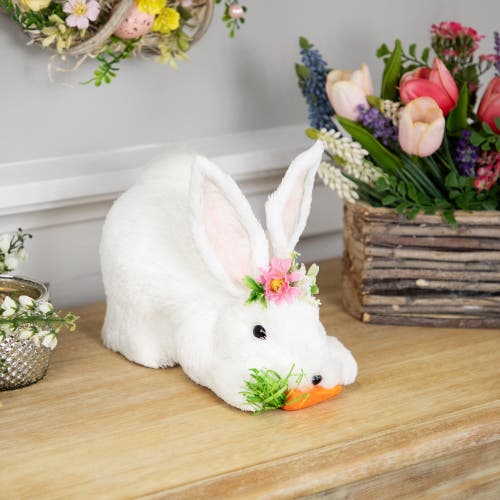 Northlight Easter Rabbit With Carrot Figurine In White