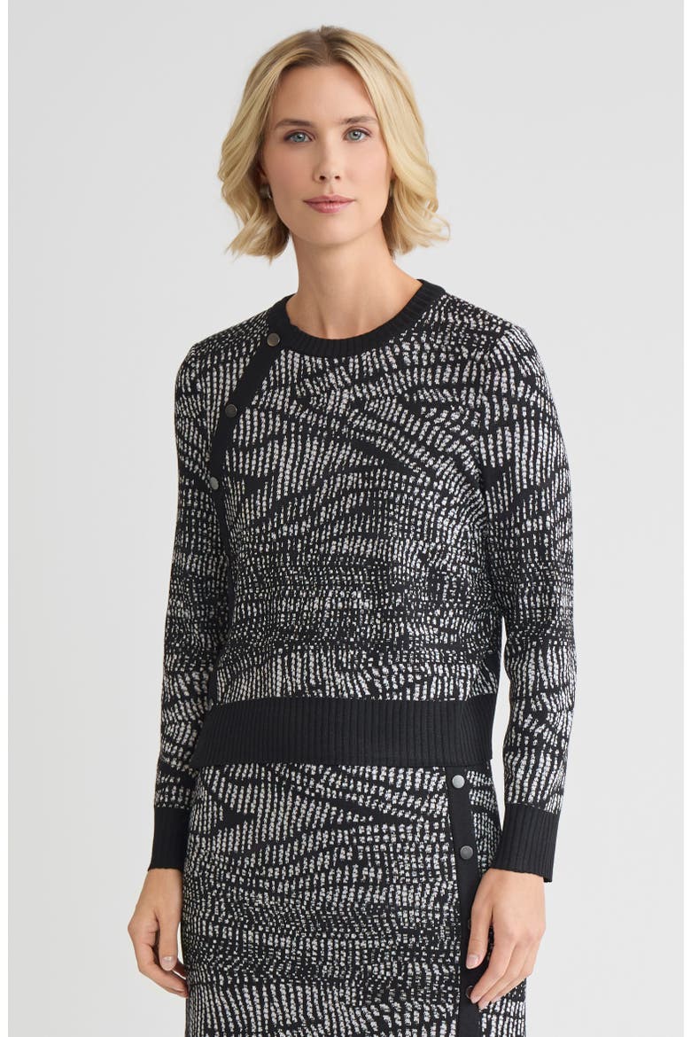 Abstract Animal Print Soft Knit Sweater, Main, color, Black/White