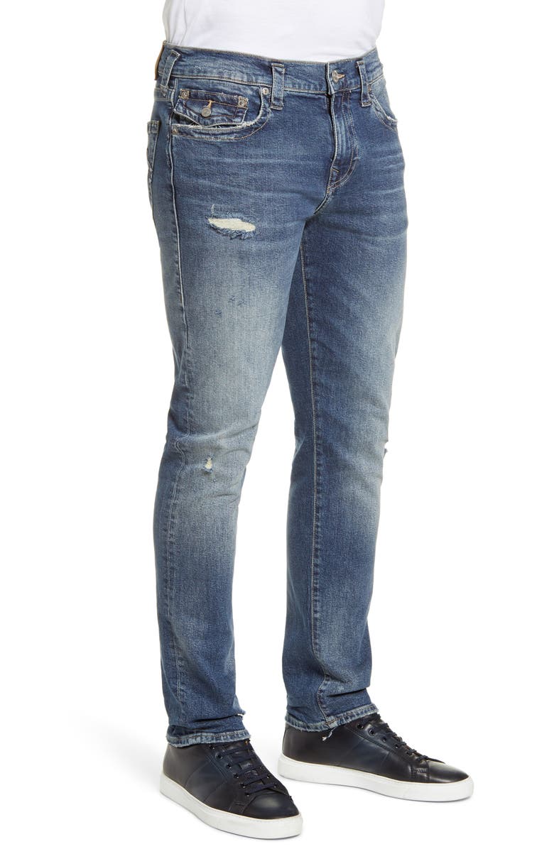 True Religion Brand Jeans Geno Distressed Straight Leg Jeans, Alternate, color,