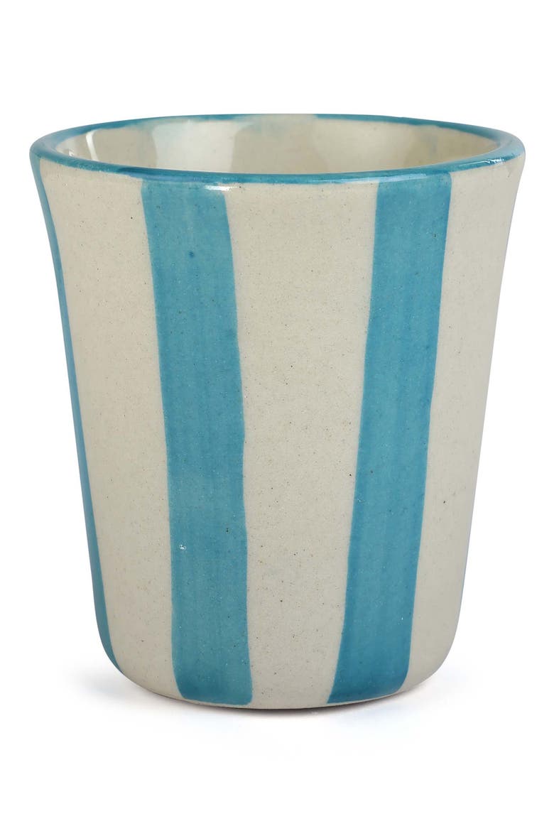 Stripe Ceramic Drinking Glass, Main, color, AQUA