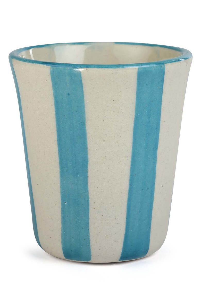 Casa Amarosa Stripe Ceramic Drinking Glass, Main, color, Aqua