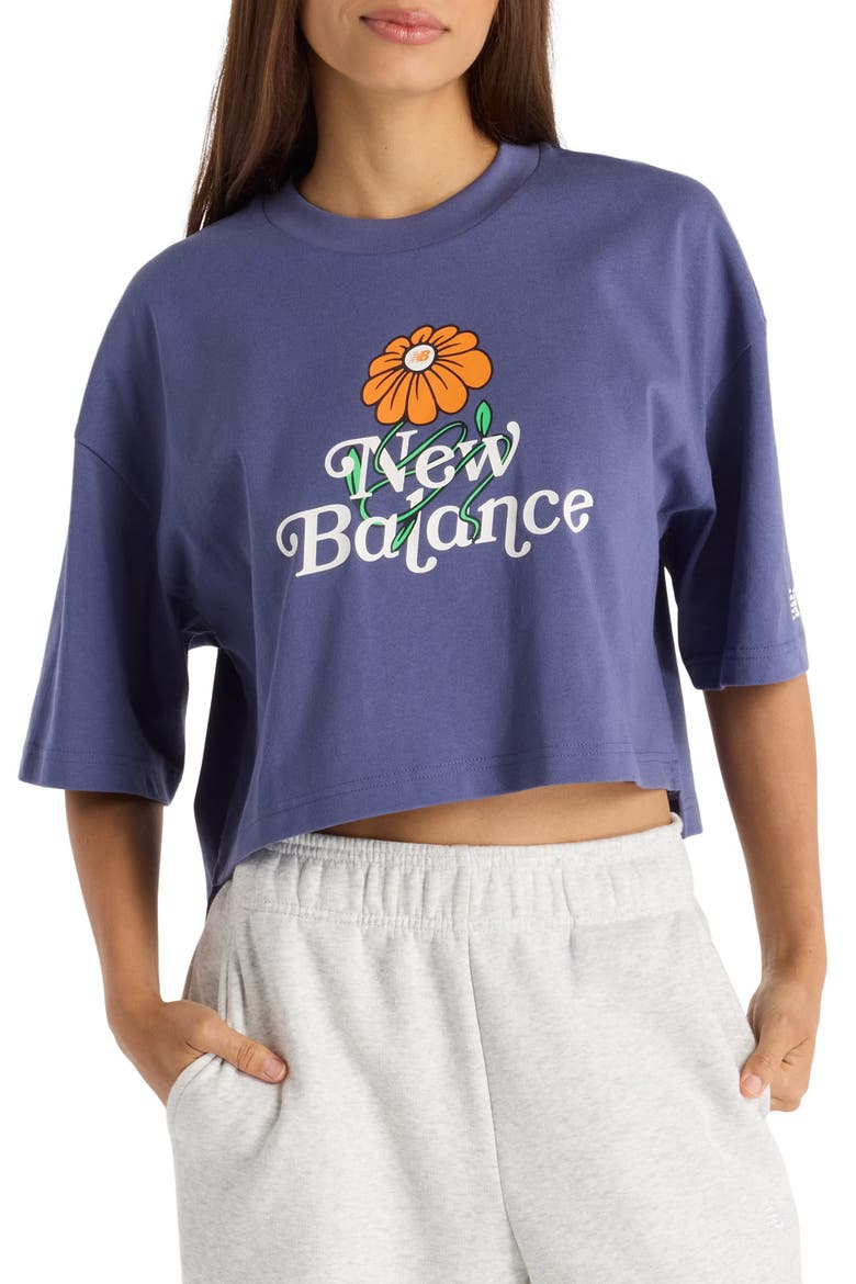 Athletics Oversize Crop Flower Graphic T-Shirt, Main, color, DREAM STATE