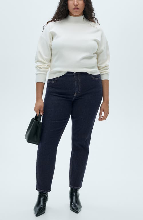 Mango Newmom Comfort High Waist Straight Leg Jeans In Open Blue