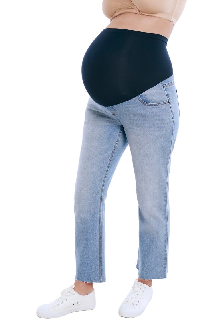 Secret Fit Over the Belly Slim Straight Leg Jeans, Alternate, color, Light Wash