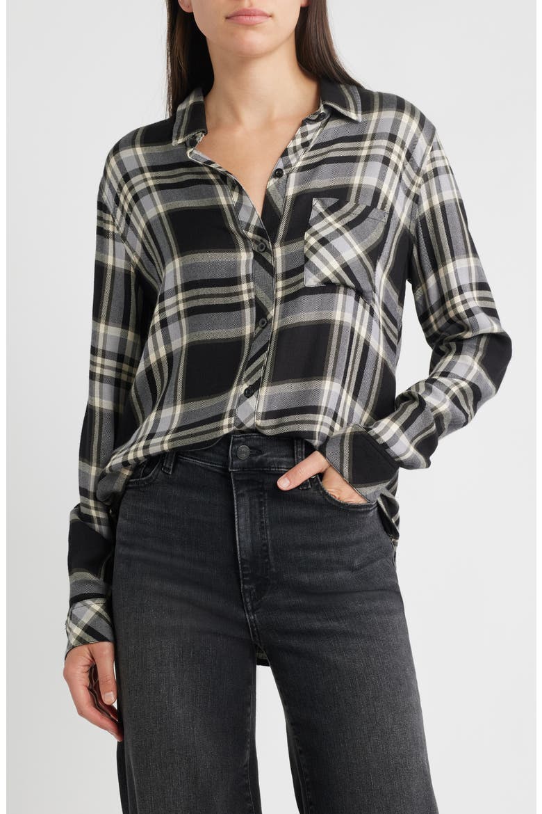 Hunter Plaid Button-Up Shirt, Main, color, IVORY CLOUD
