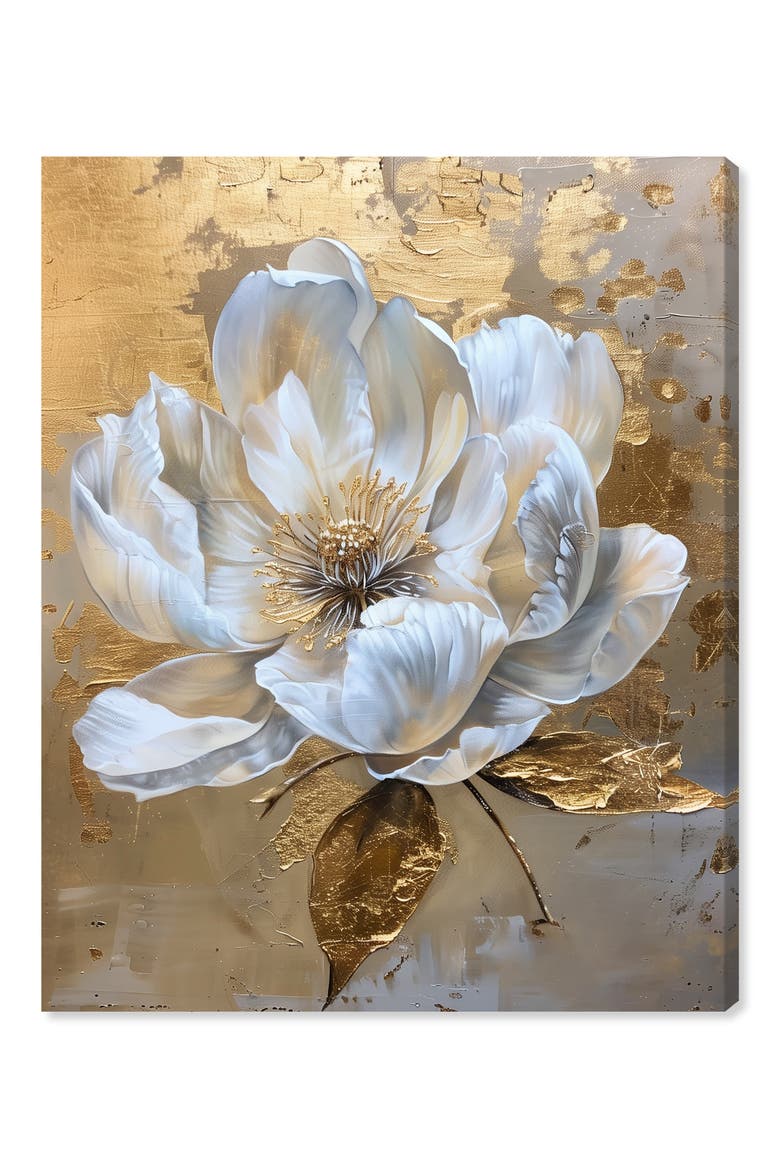 Athena's Flower Canvas Wall Art, Main, color, GOLD
