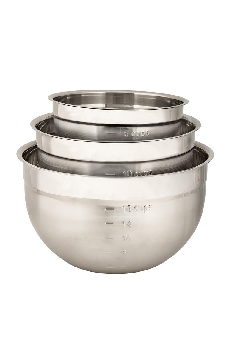 CUISIPRO Stainless Steel Mixing Bowl 3 Piece Set, Alternate, color, Silver