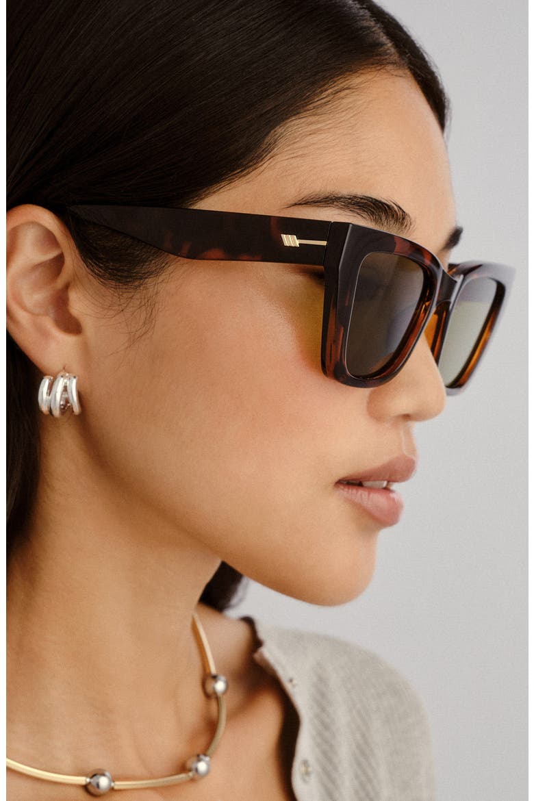 Le Coeur 53mm Cat Eye Sunglasses, Alternate, color, DARK TORT / MOSS MONO