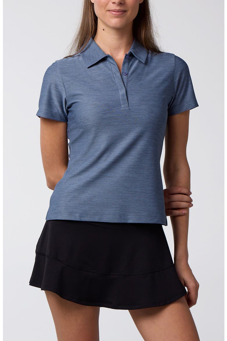 Women's Cross-Sport Tech Pique Polo, Main, color, Stone Blue Heather