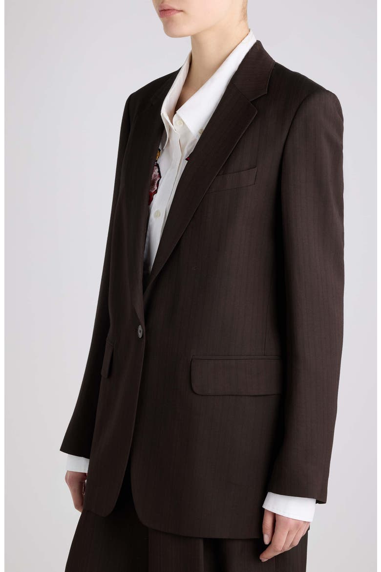 Blanchet Pinstripe Blazer, Alternate, color, BROWN