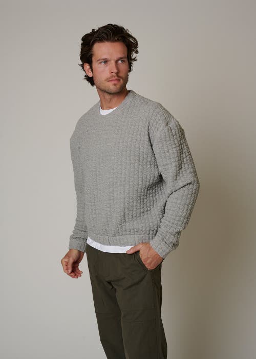 Leisure Lab Quilt Crewneck Sweater In Heathered Gray