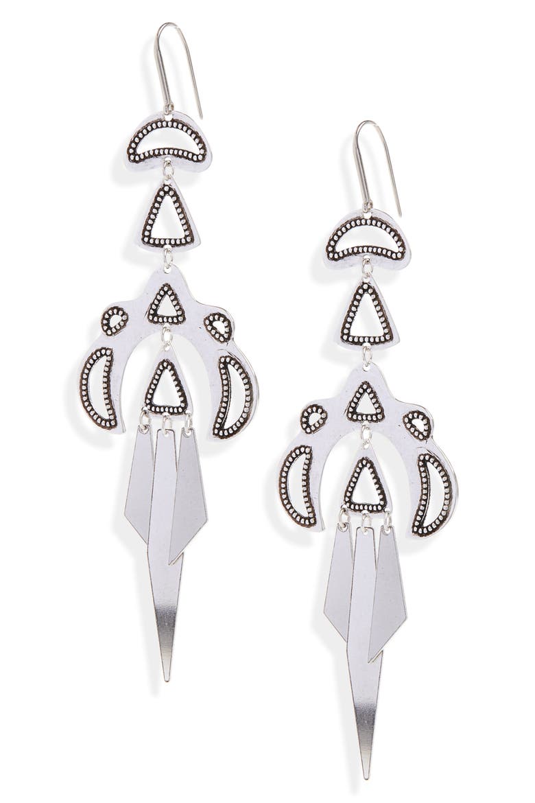 Mijina Beaded Drop Earrings, Main, color, SILVER