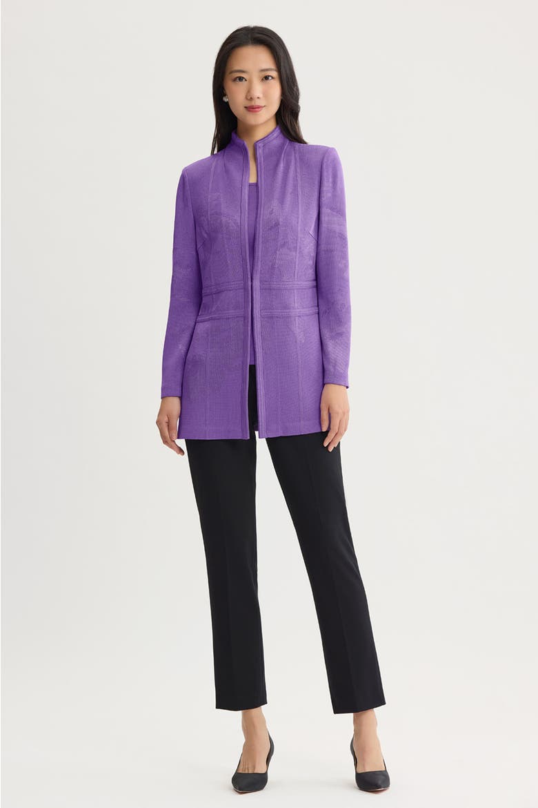 Tonal Abstract Piped Knit Jacket, Alternate, color, Sunset Purple