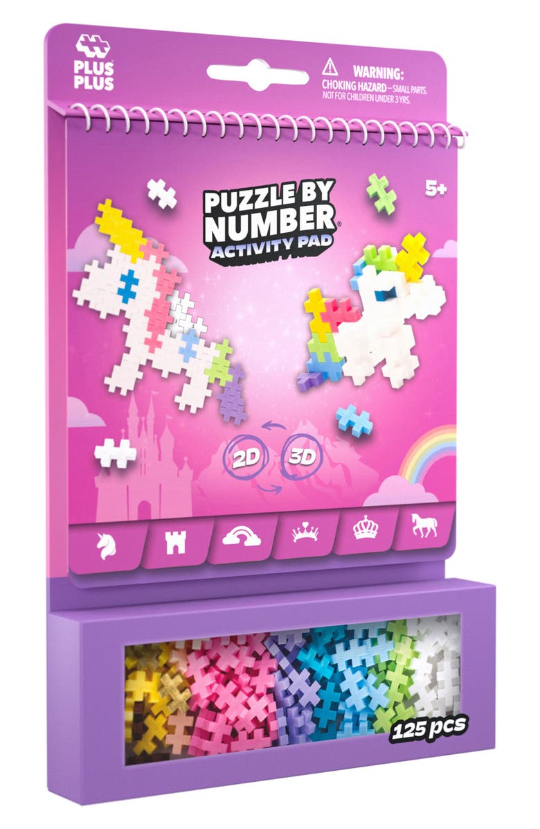 Plus-Plus USA Fairy Tale Puzzle by Number Activity Pad Playset, Alternate, color, Purple Multi