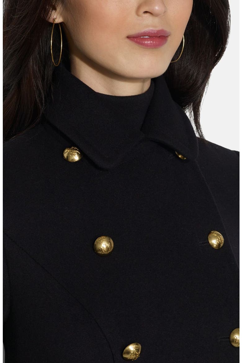 Wool Blend Military Maxi Coat, Alternate, color, BLACK