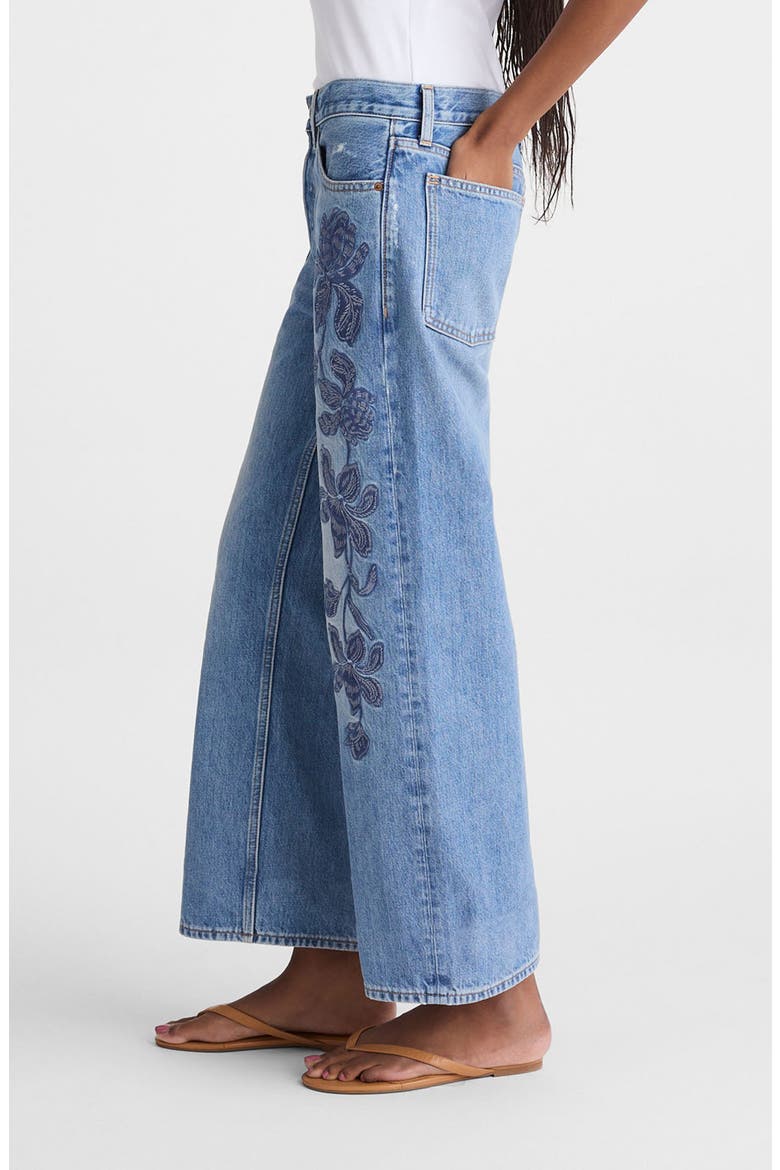 Embroidered Low Slung Baggy Crop Jeans, Alternate, color, WORN MID INDIGO