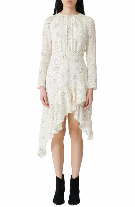 maje Reto Long Sleeve Asymmetrical Dress