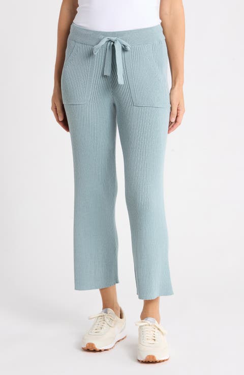 Rib Knit Wide Leg Crop Pants