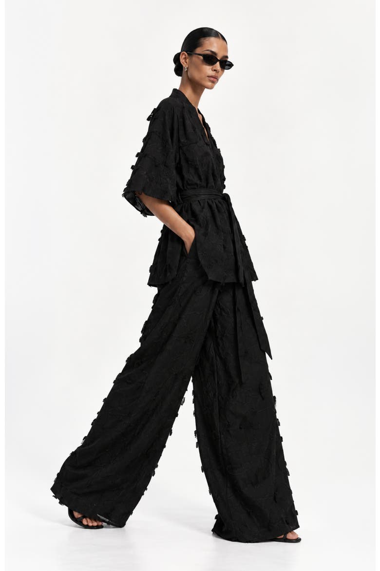 Embroidered Cotton Jant Pants, Alternate, color, Kheff Noir