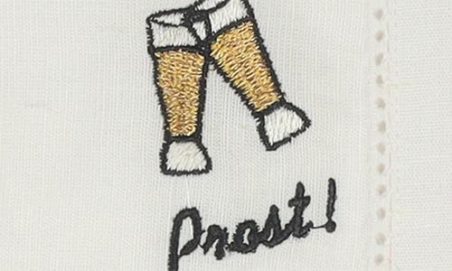 Tiramisu Gin Toast Embroidered Linen Cocktail Napkins In Multi