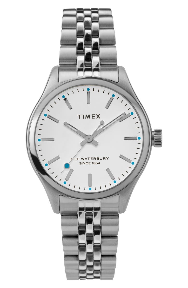 Timex<sup>®</sup> Waterbury INDIGLO Heart Bracelet Watch, 34mm, Main, color,