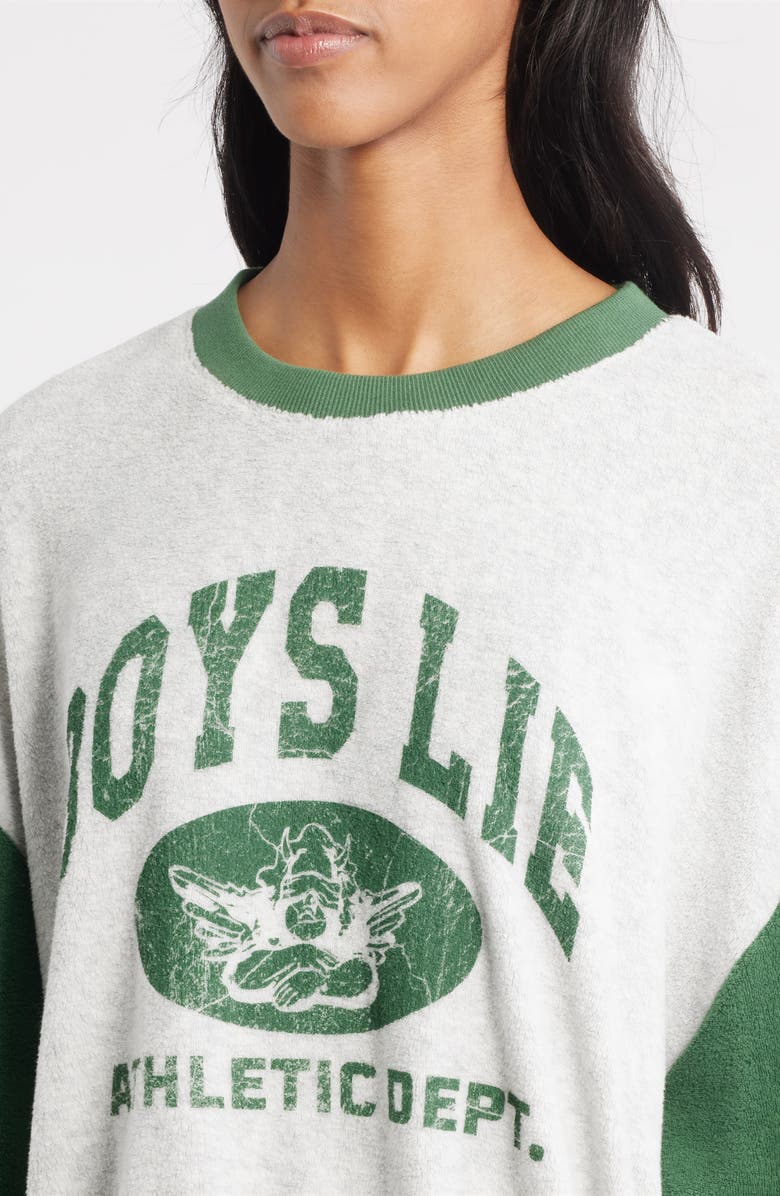 BOYS LIE Athletics Kara Crewneck Sweatshirt, Alternate, color, Green / Heather Grey