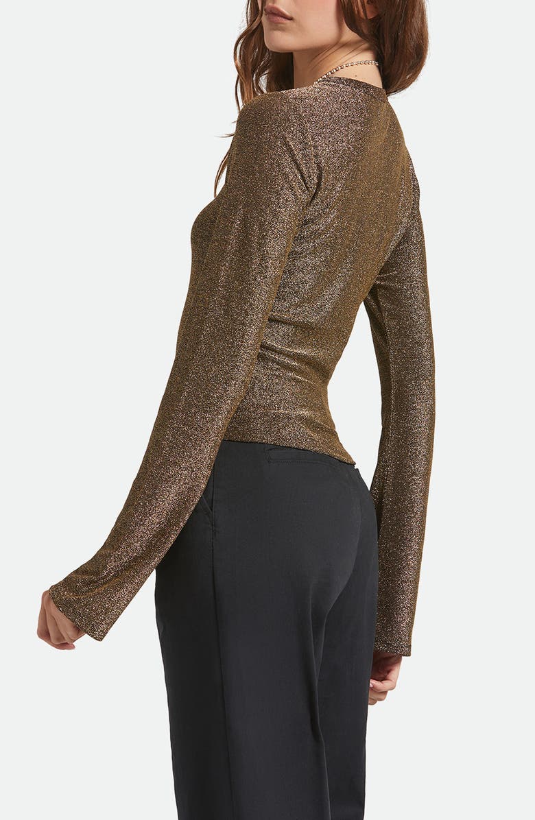 Brixton Dolly Metallic Flare Sleeve Top, Alternate, color, Gold Metallic
