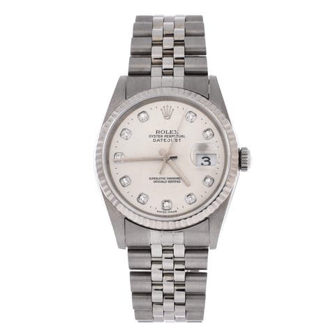 Oyster Perpetual Datejust Automatic Watch Stainless Steel and White Gold with Diamond Markers 36