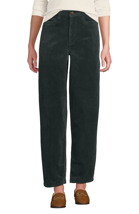 Corduroy High Rise Barrel Leg Ankle Pants