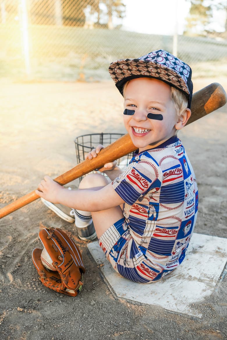 Field of Dreams 2 Piece Shorts Set, Alternate, color, Blue/ Cream