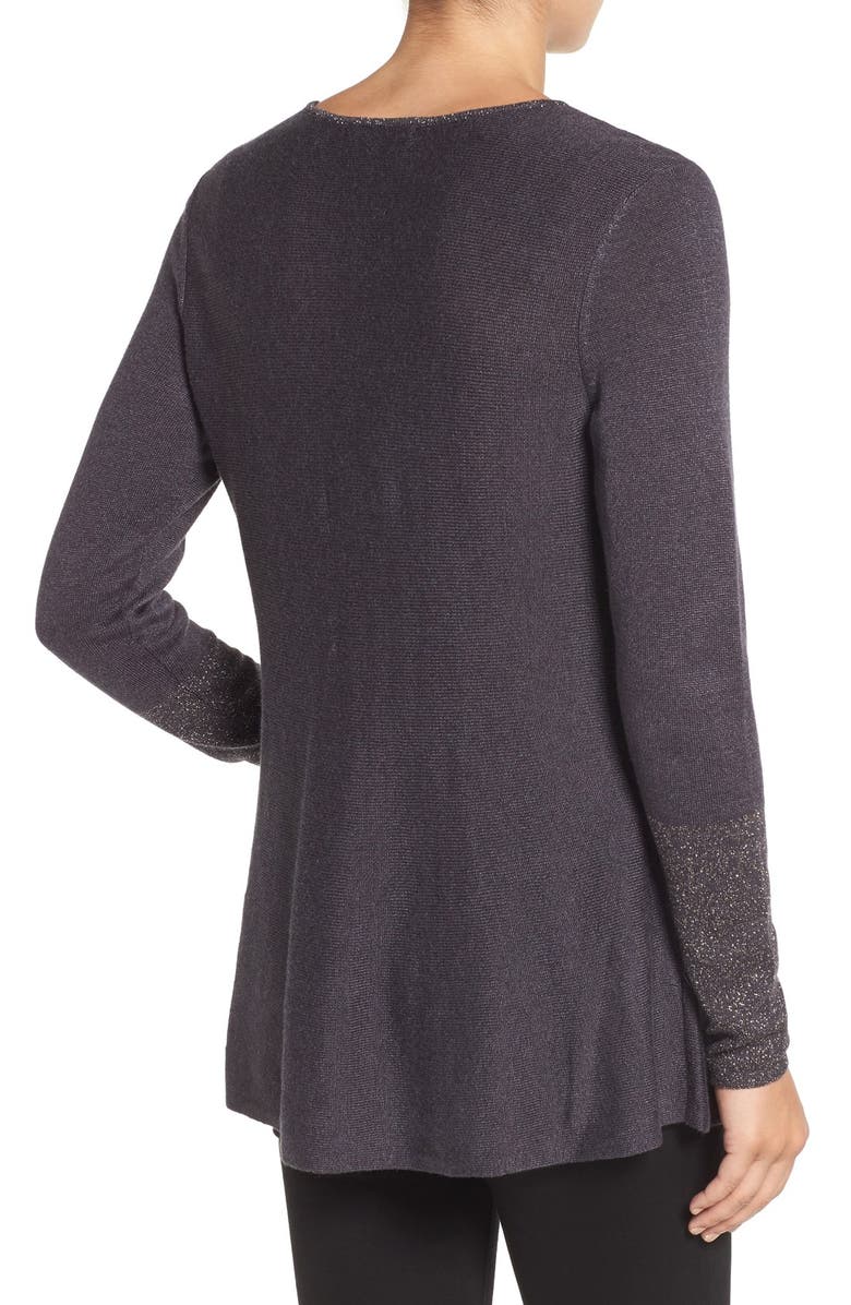 NIC+ZOE Primrose Metallic Knit Peplum Top, Alternate, color, 