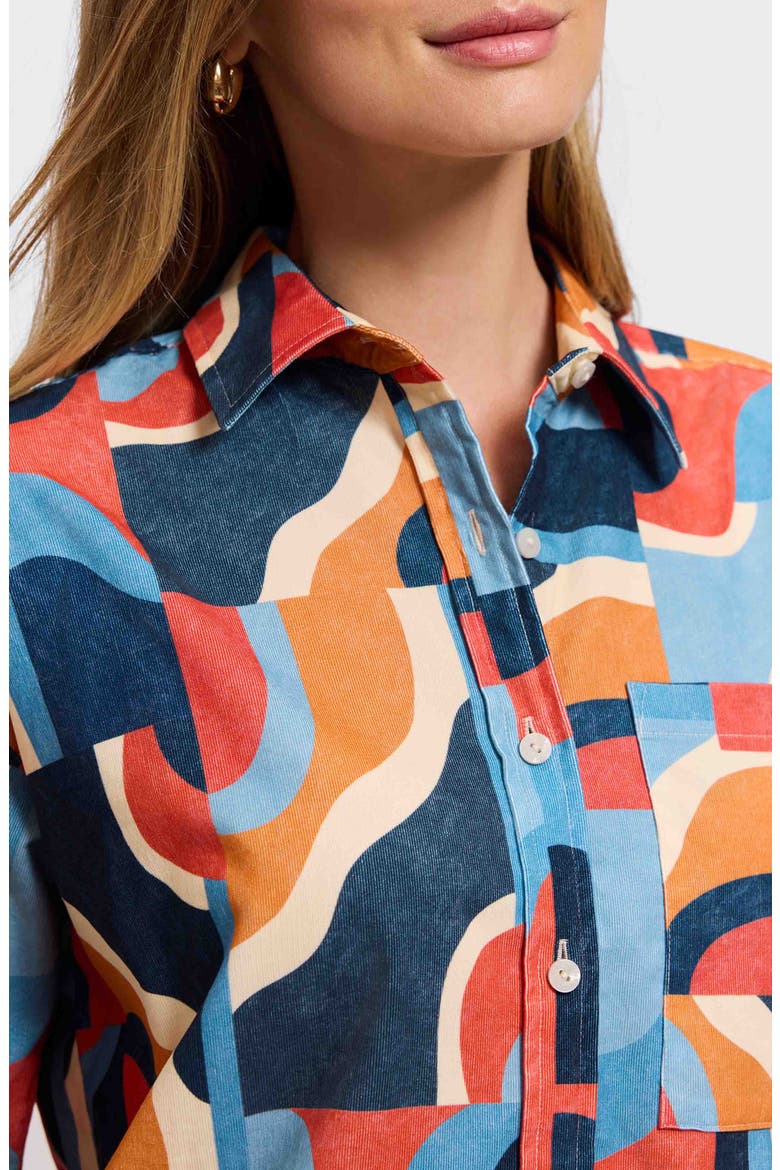 Marina Geo Print Cotton Corduroy Button-Up Shirt, Alternate, color, BLUE MULTI