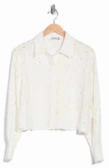 Penelope Cotton Eyelet Button-Up Shirt