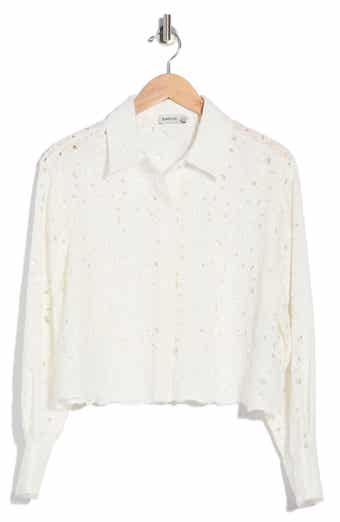 Penelope Cotton Eyelet Button-Up Shirt