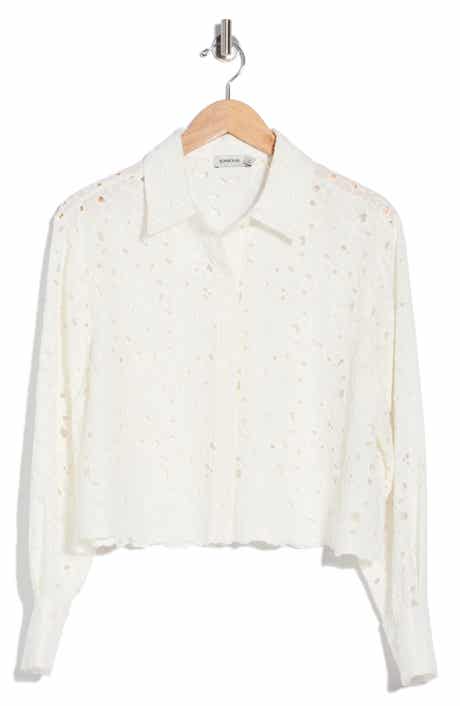 Penelope Cotton Eyelet Button-Up Shirt