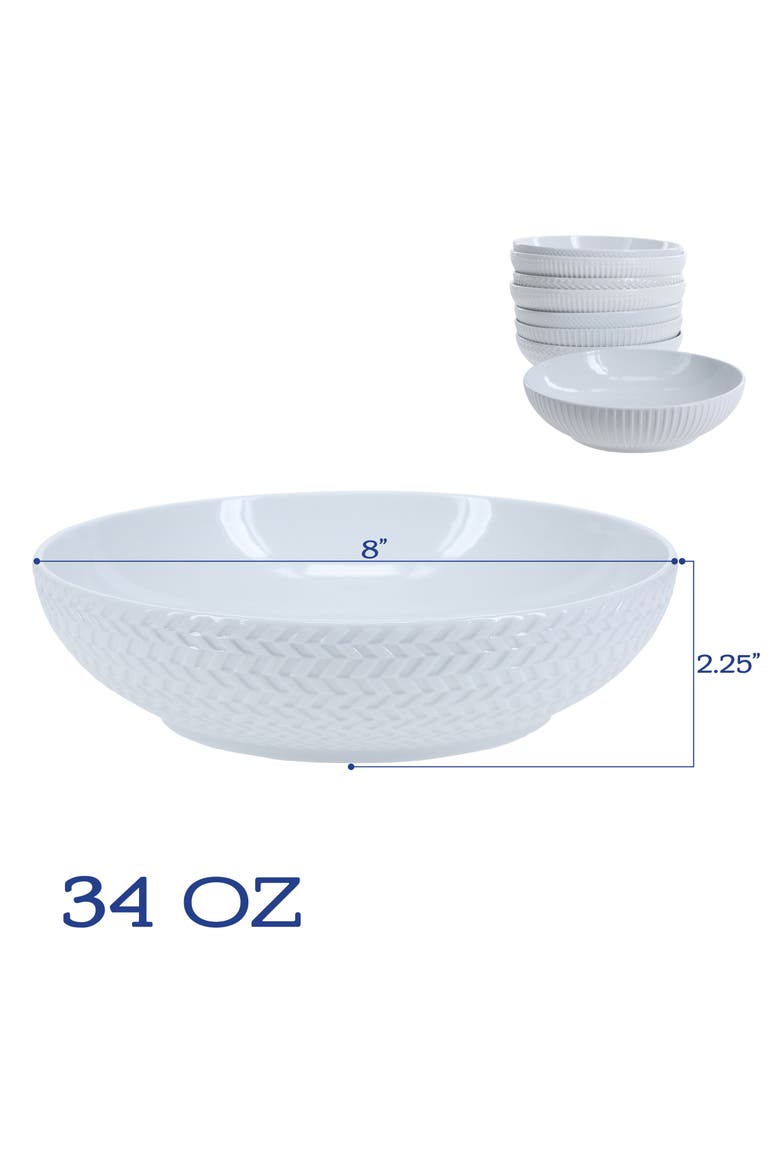 Set of 8 Assorted Textured Pasta Bowls, Alternate, color, WHITE