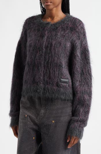 Alexander Wang Plaid Oversize Wool & Mohair Blend Cardigan