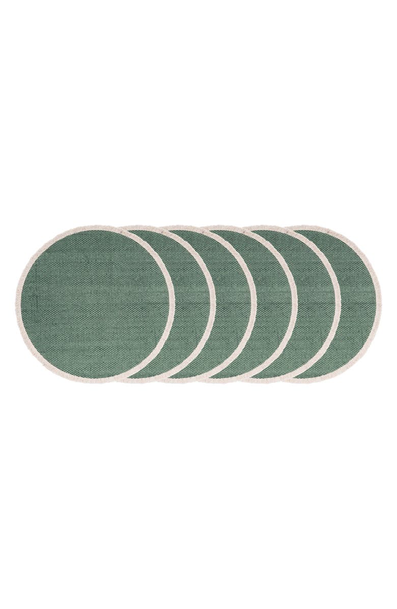 C&F Home Fringed Aspen Round Placemats Set of 6, 15", Main, color, Green
