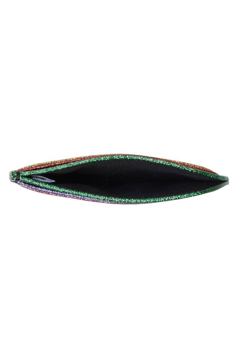 Devin Glitter Edged Shiny Saffiano Leather Card Case, Alternate, color, BLACK MULTI